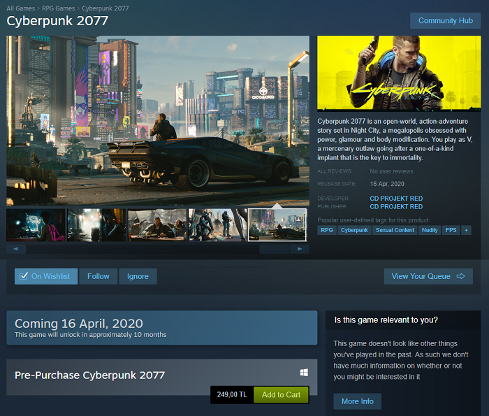 Cyberpunk 2077 16 Nisan 2020'de Türkçe Altyazı Seçeneğiyle Çıkacak