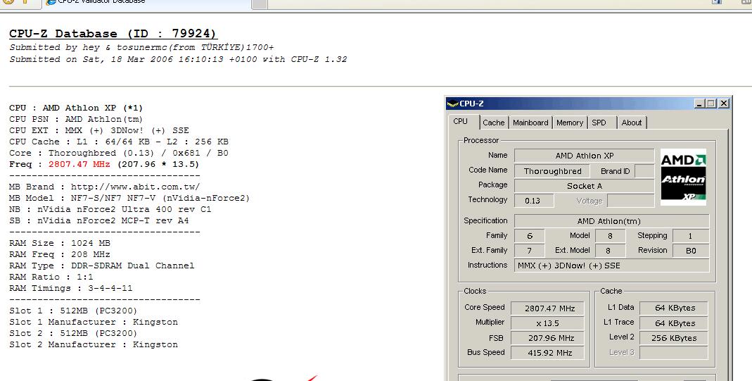  Socket A CPU Sıralamaları (XP-MXP-Sem)