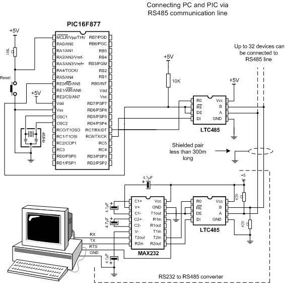 Конвертер rs232 rs485 схема