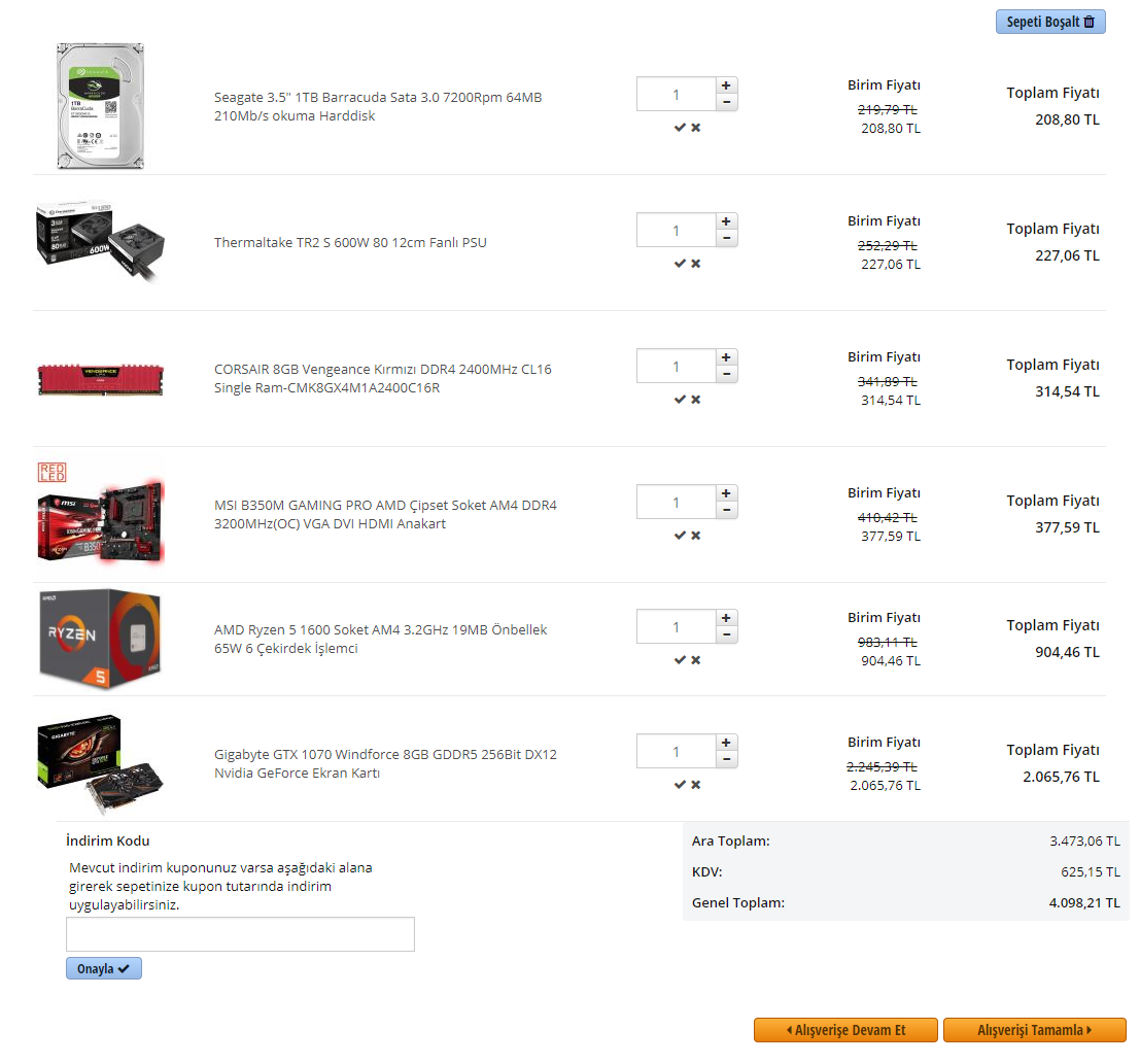 GTX 1070 ve Ryzen 1500X li sisteme bakar misiniz?