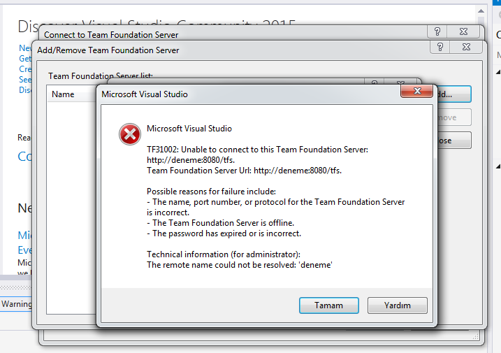  Visual studio Team foundation server kullanımı