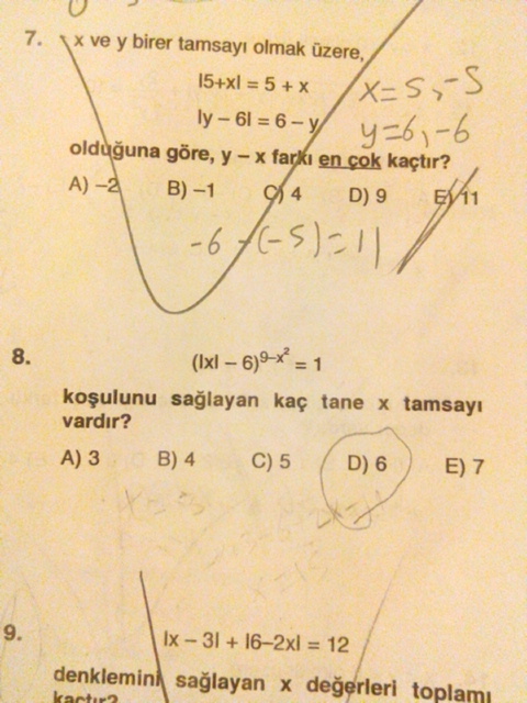  mat 1 mutlak değer soruları