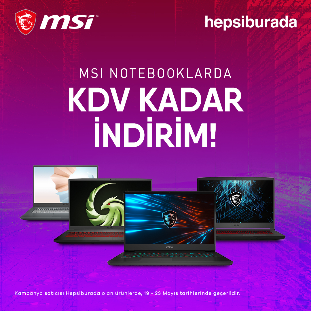 MSI Ürünlerinde Hepsiburada KDV İndirimi!