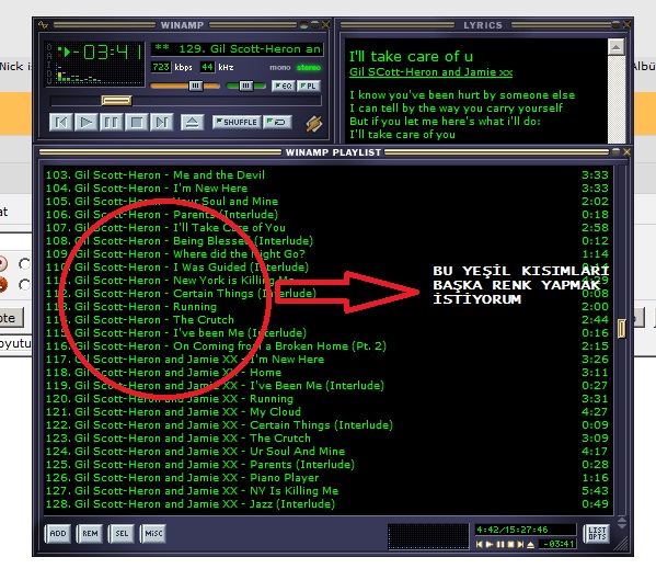  WINAMP font rengi değiştirme