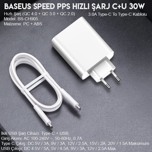 29,9 TL Baseus Cafule 2m Type-C to Type-C PD2.0 60W 3A Hızlı Şarj Kablosu