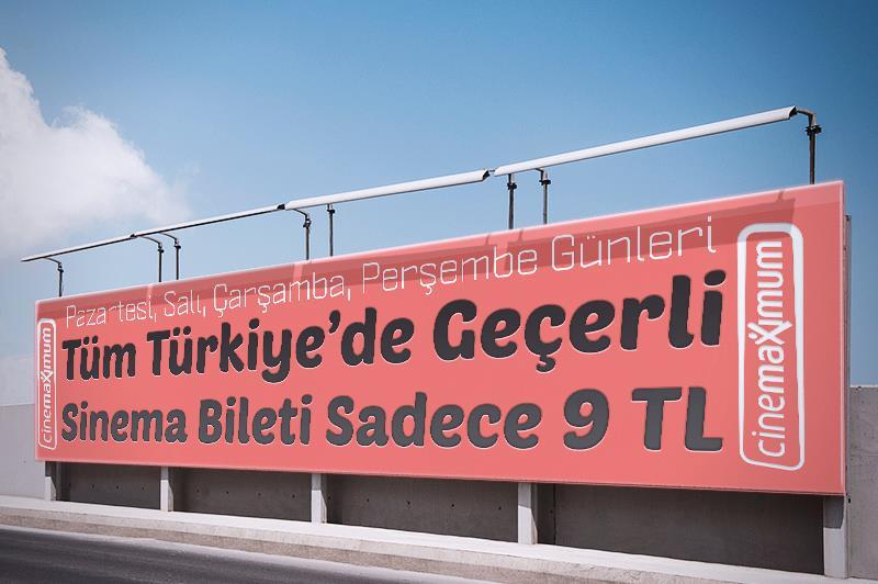  Tüm Türkiye'de geçerli sinema bileti 9 TL
