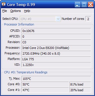  Yük altında 30c de çalışan Core2Duo !!!