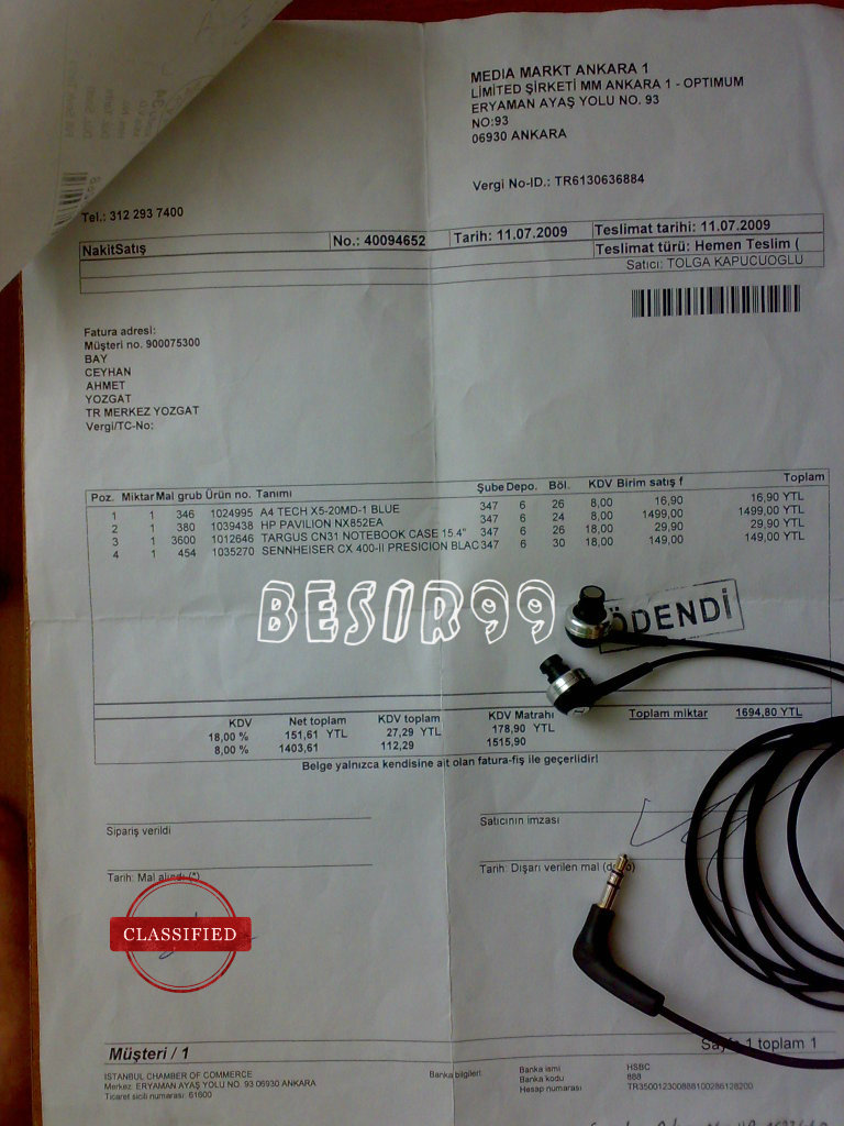  Sennheiser Cx400-II(Media Markt'dan alınma)