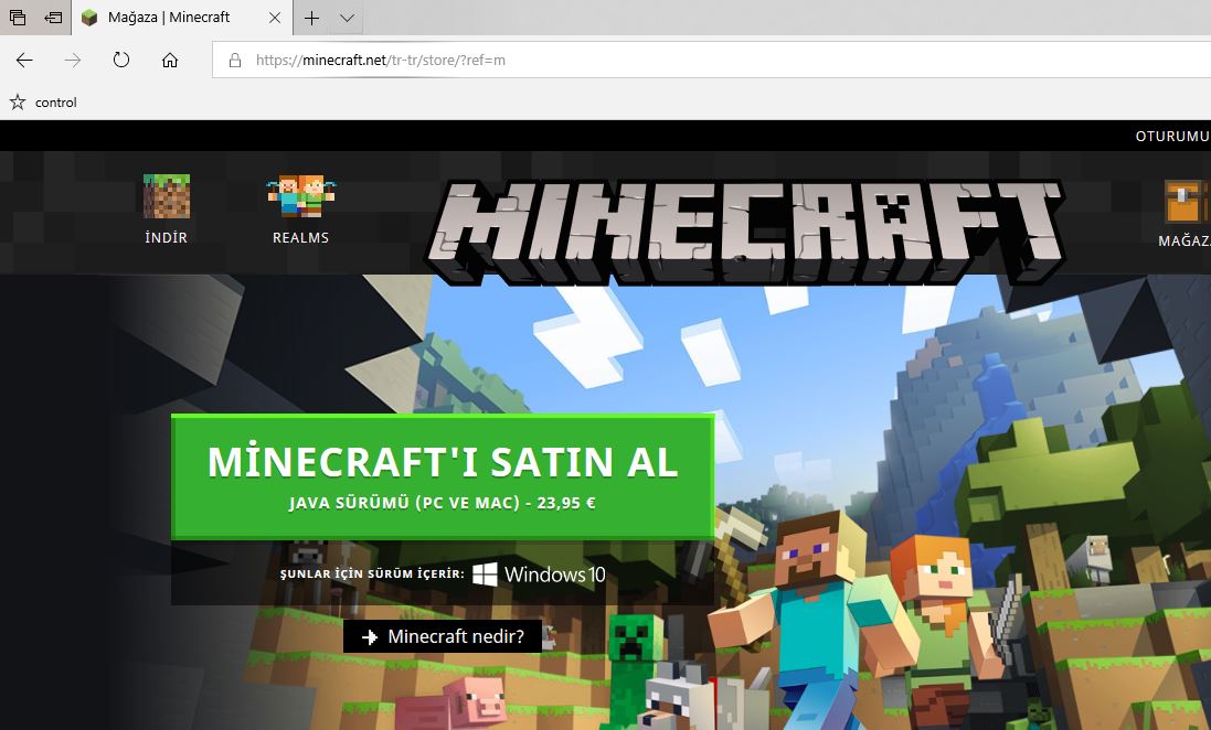 Microsoft  Store ve Minecraft.net fiyat farkı