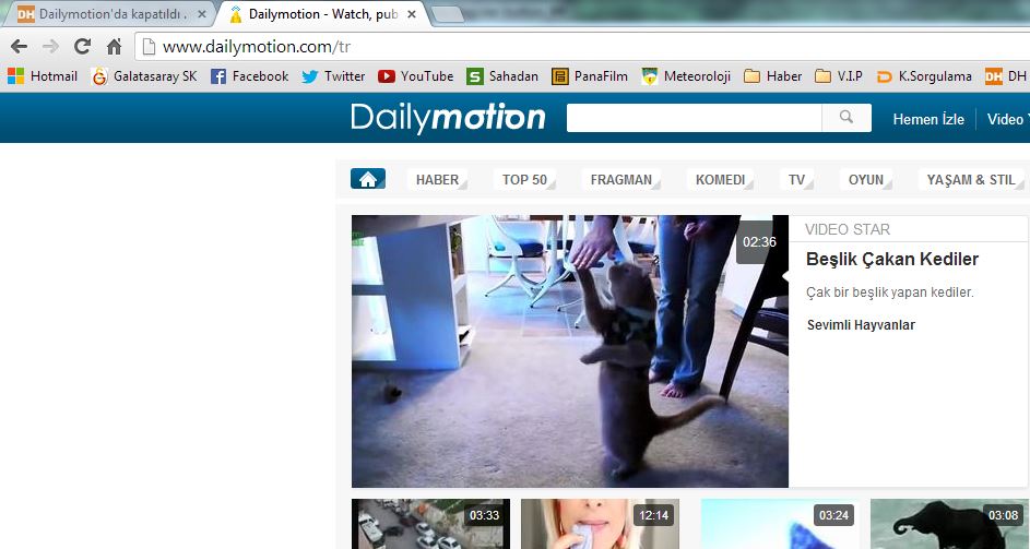  Dailymotion'da kapatıldı .