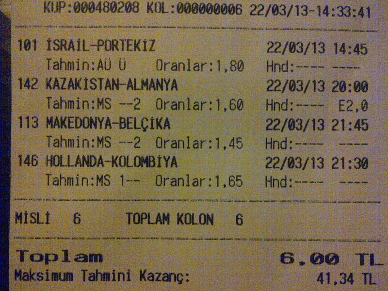  İddaa'dan yolumuzu buluyoruz :) (GUNCEL KUPON2-23.03.2013)Taze kupon