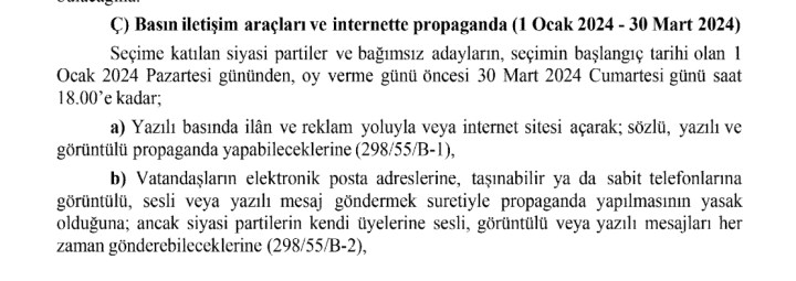 Seçim yasakları açıklandı: Partiler SMS ve e-posta gönderemeyecek!