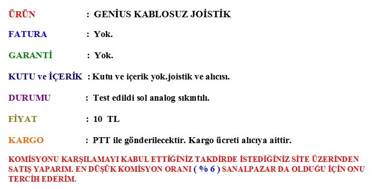  :::KABLOSUZ JOİSTİKLER:::ÇEVİRİCİLER:::APARATLAR:::KABLOLAR:::