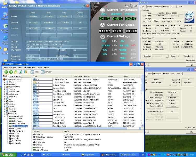  DFI Lanparty DK P35-T2RS UV Reaktive resimler. Q6600 510 FSB