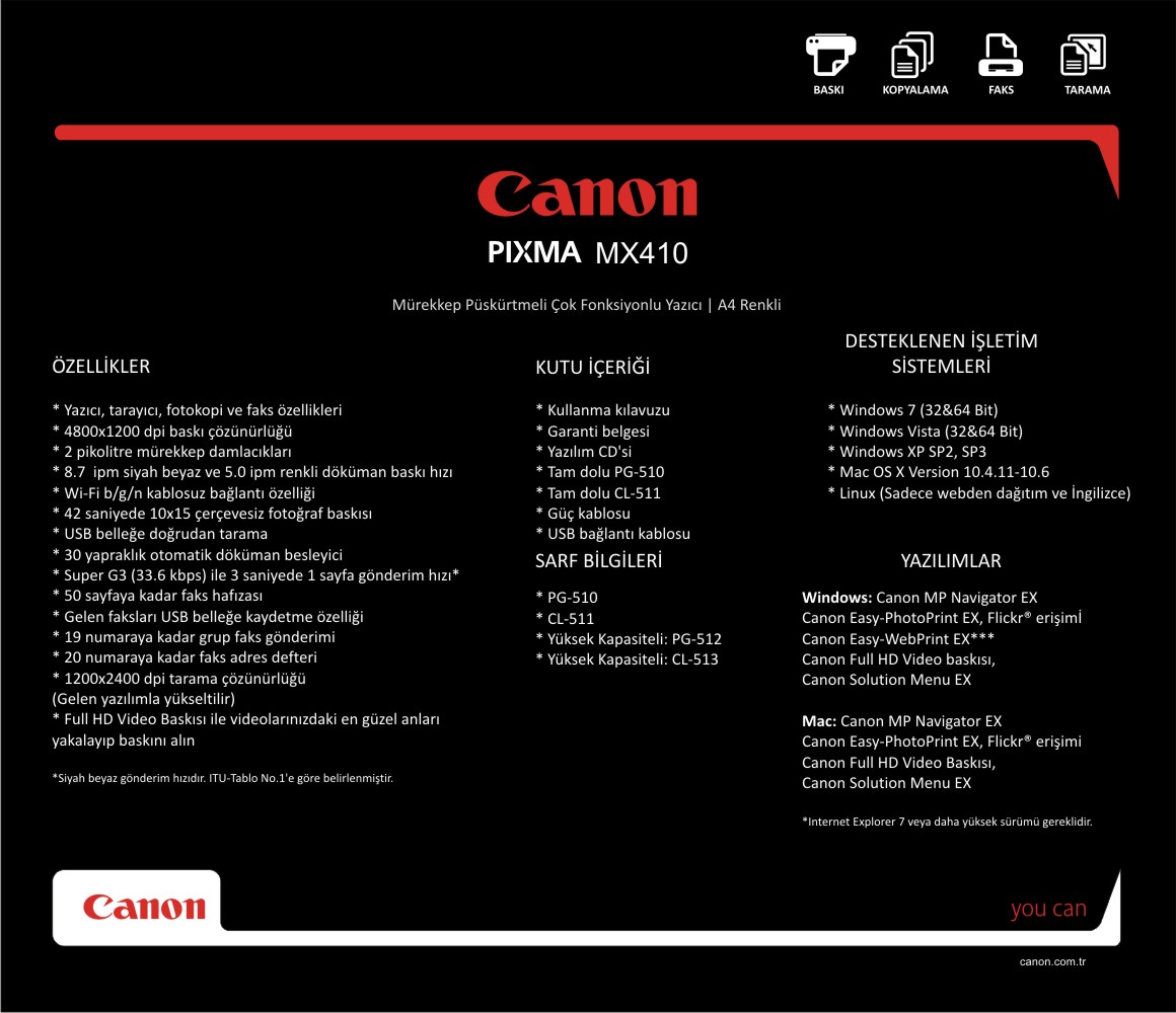  Canon Pixma MX410 Çok Fonksiyonlu Wi-Fi Yazıcı Kullananlar (Yardimlaşma Platformu)
