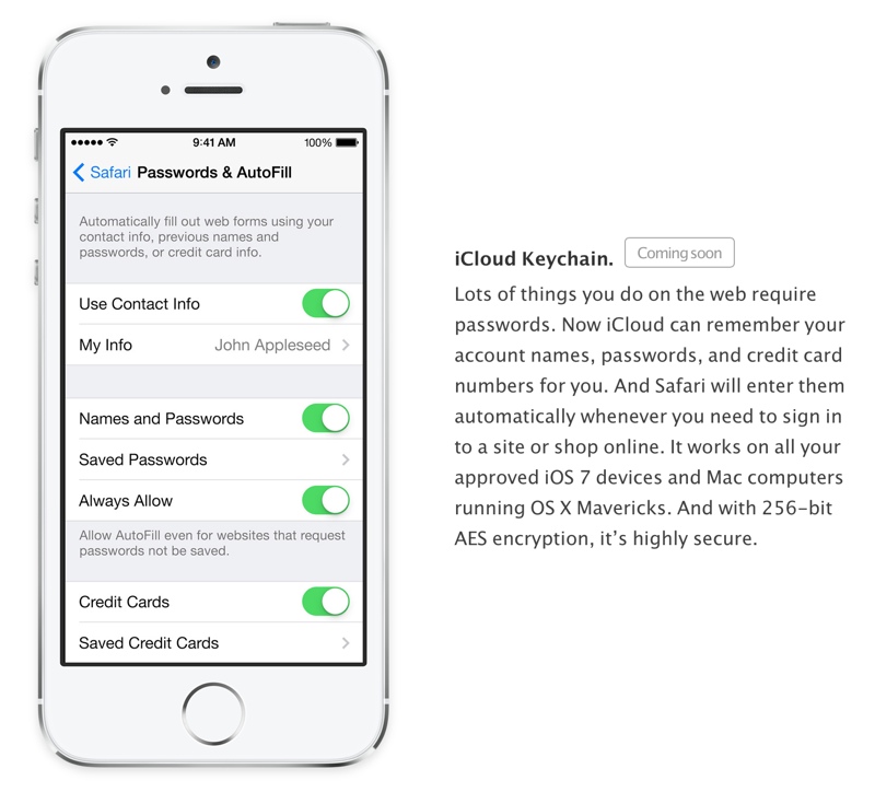 iCloud Keychain, iOS 7 Golden Master'da yok !