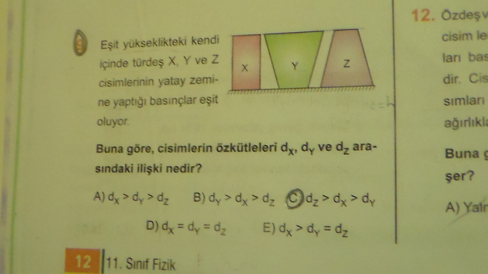  11. sınıf fizik basınç soruları