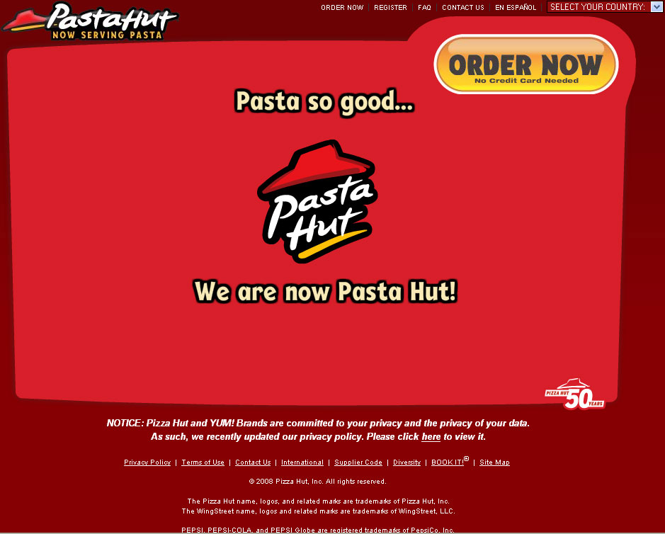 Pizza Hut -- Pasta Hut Pizza tarih mi oluyor.