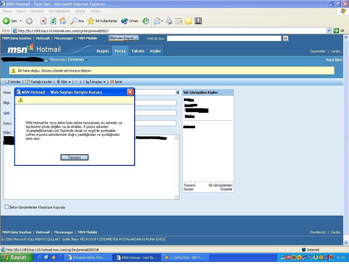  Hotmailden mail atamıyorum.