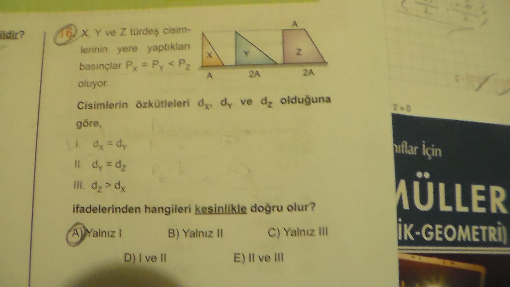  11. sınıf fizik basınç soruları