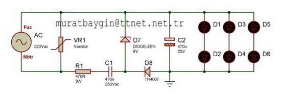  220vac de led çalıştırmak(resimli)