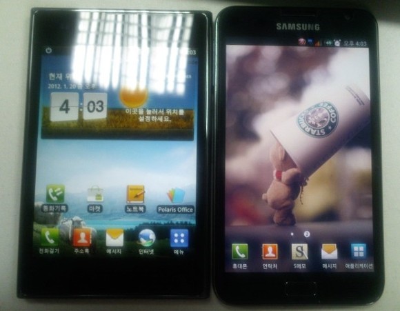LG Optimus Vu ve Samsung Galaxy Note yanyana