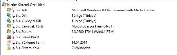  Windows 8.1 Update 3 Build 6.3.9600.17736 (RTM) Yapım Tarihi 22.03.2015