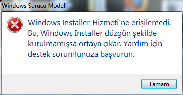  Windows installer hizmetine erişilemedi hatası