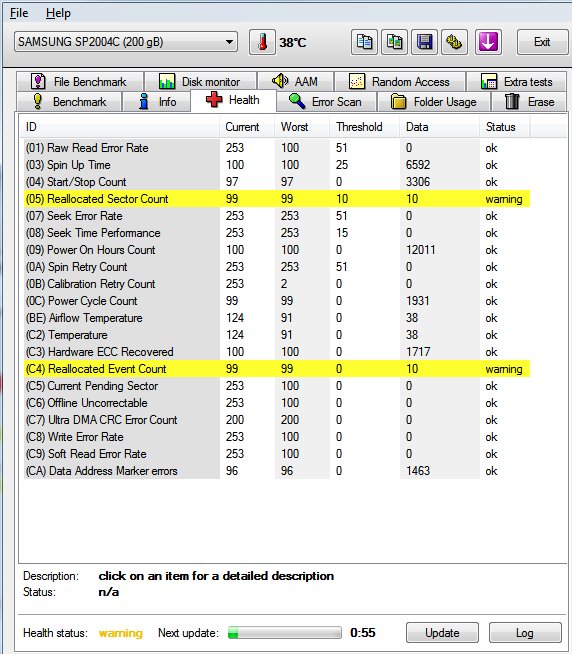  Seagate ST3500418AS Reallocated Sector Count hatası