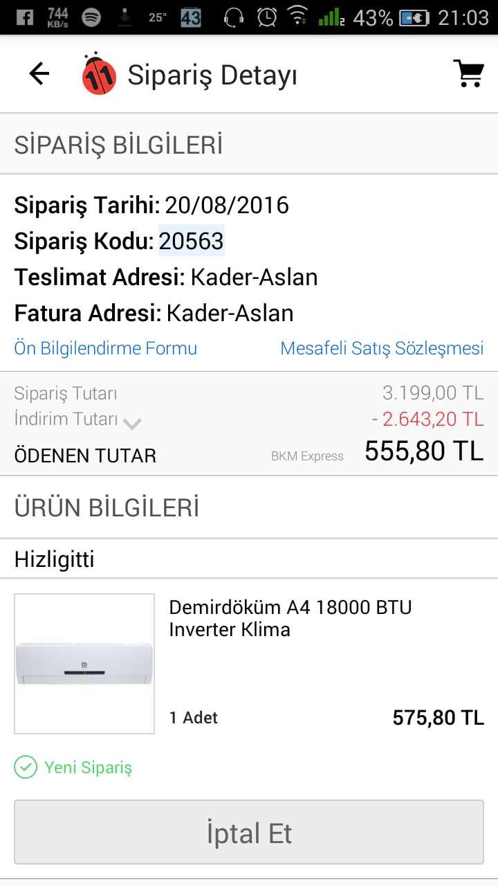  Demirdöküm klima N11.com 18000 Btu   (575 TL )