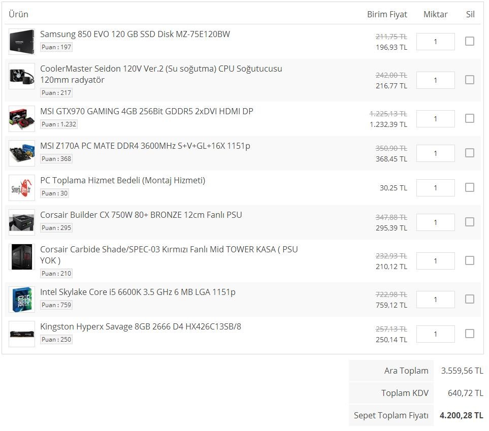  Topladığım Pc (Henüz Sipariş Vermedim.)