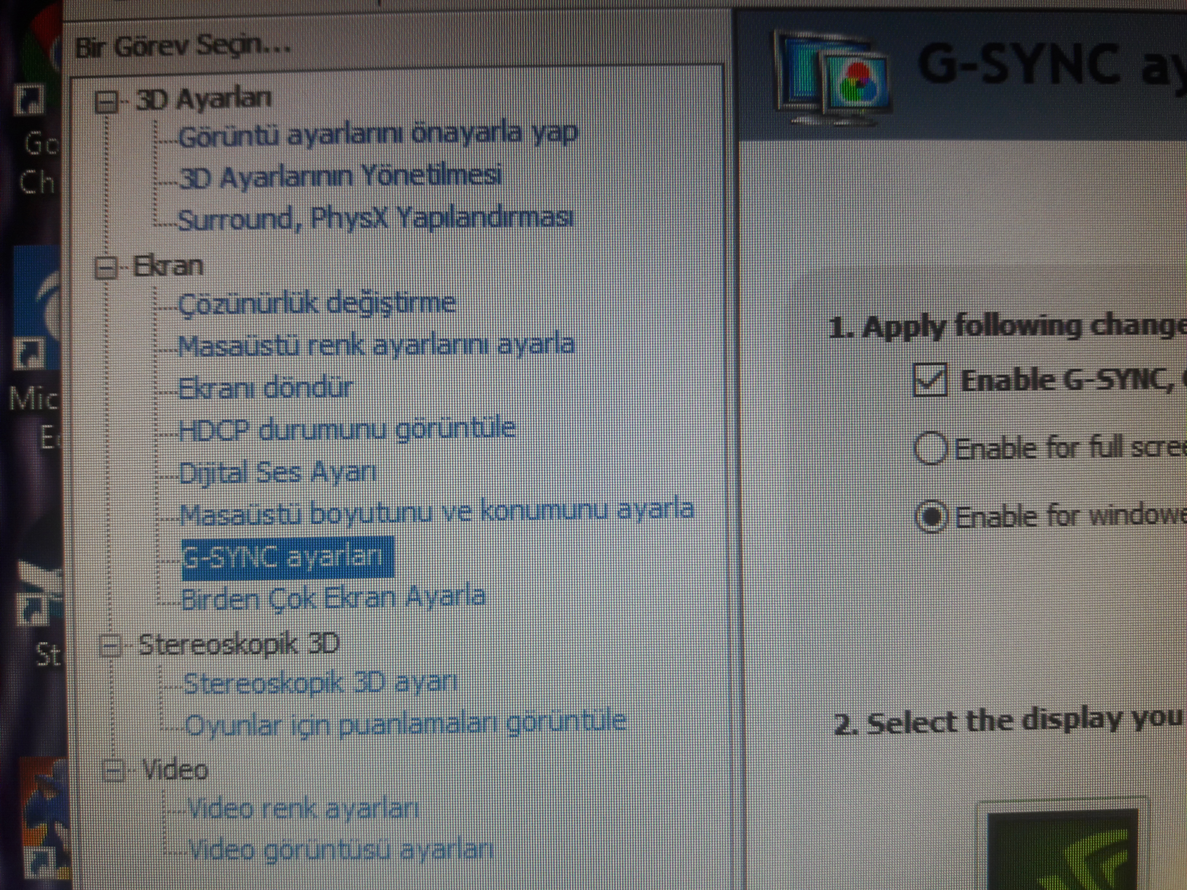 Viewsonic xg2401 G sync ayarları
