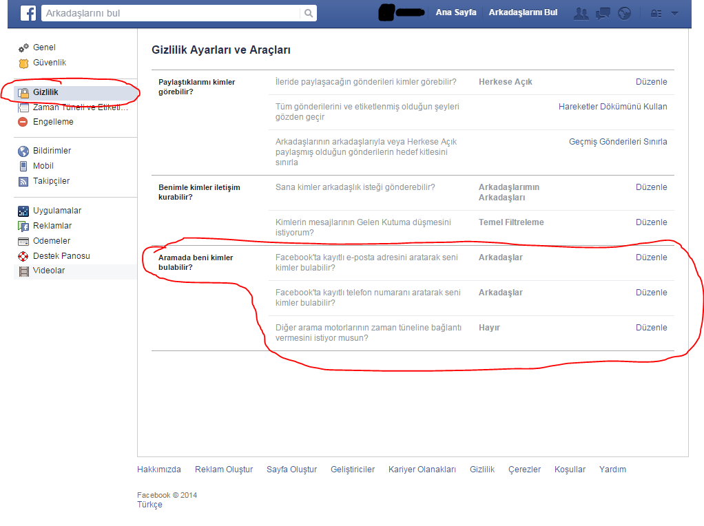  facebook ta adım ile arama yapıldığında beni kimse bulamasın