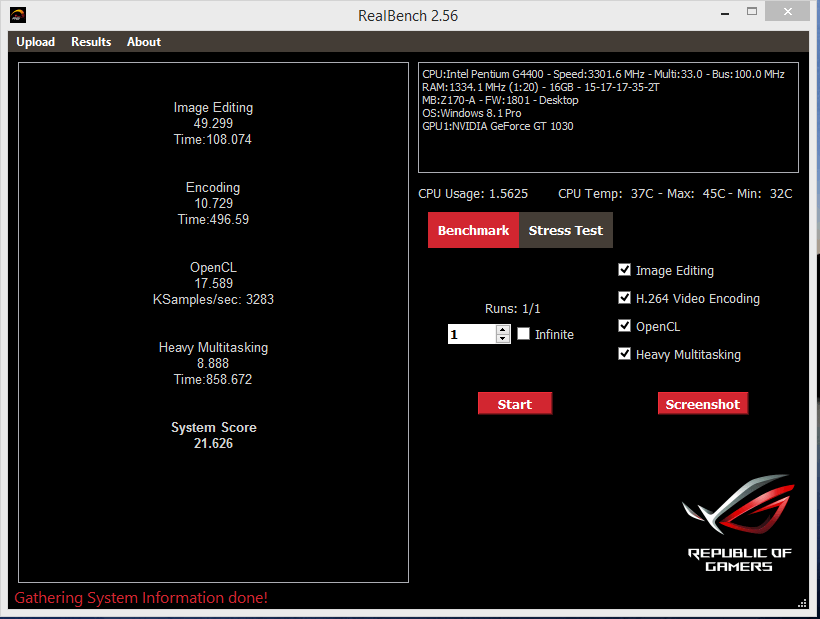 RealBench 2.56V  Sonuçlarınız Buraya (Kapışma) GÜNCELLENDİ