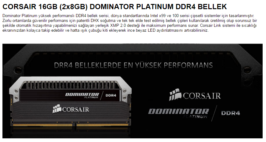  16GB(2x8) Corsair Dominator PLATINUM DDR3 2133Mhz CL9