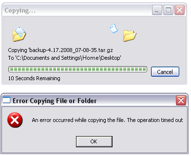 Copy file fails
