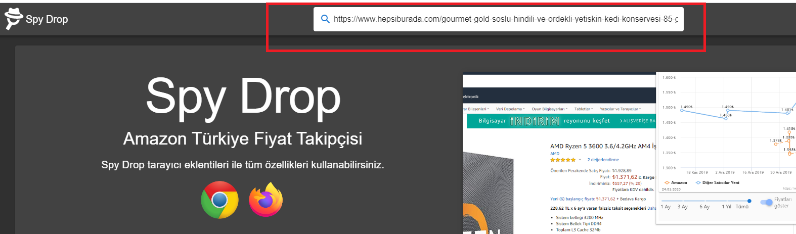 Spy Drop - Amazon TR Fiyat takip uygulaması -HepsiBurada,Teknosa,MediaMarkt ve daha fazlası eklendi