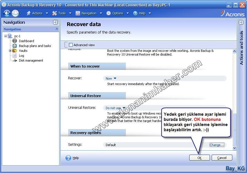  Acronis Backup & Recovery Server + Universal Restore (Resimli Anlatım)