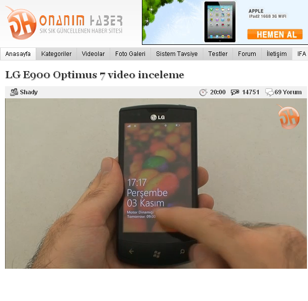 LG Optimus 7 E900 Video İnceleme