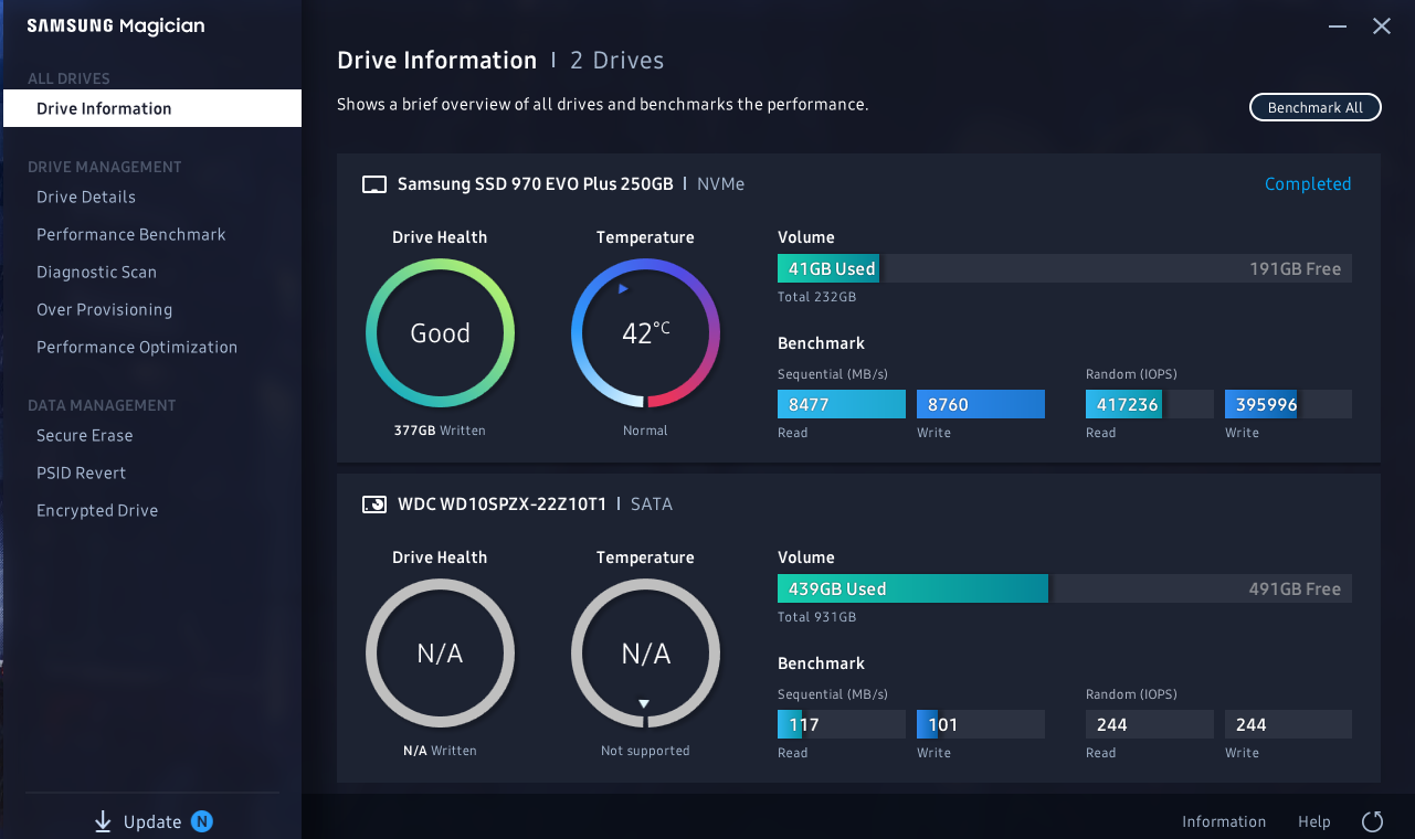 Samsung 970 EVO Plus NVMe M.2 SSD 250GB uçuk yazma okuma değerleri