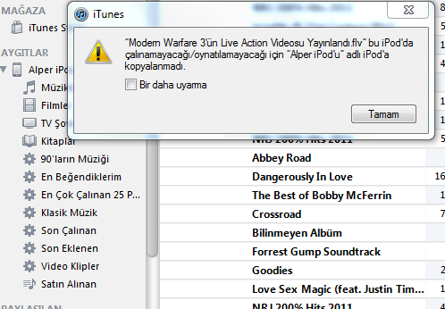  İpod Touch 4 Video Atamıyorum ???