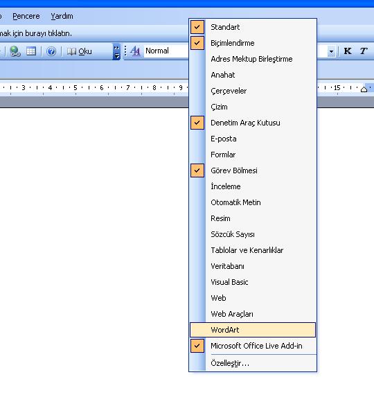  microsoft office word 2003 yazı şekli