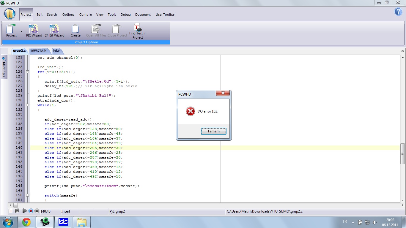  CCS C Derleyicisi I/O error 103