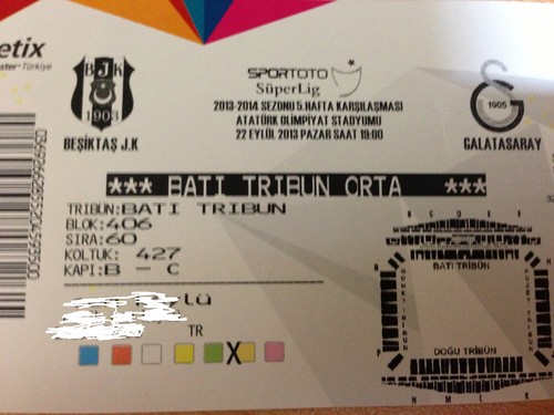  Beşiktaş-Galatasaray Maçına 1 adet batı bilet var.gişeden ucuz.