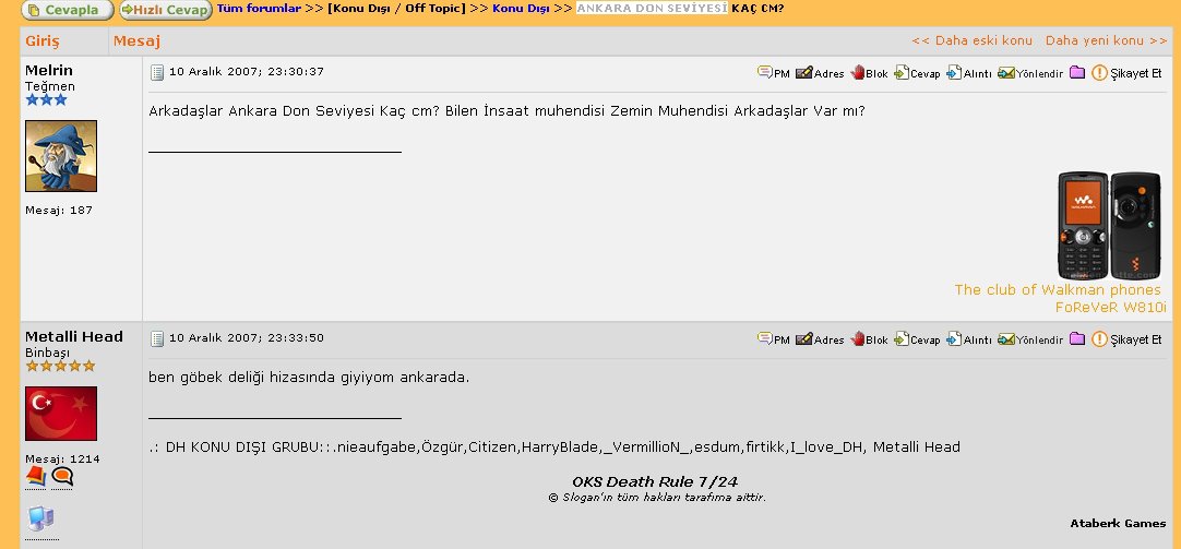 Forum'da gördüğünüz unutulmaz mesajlar.