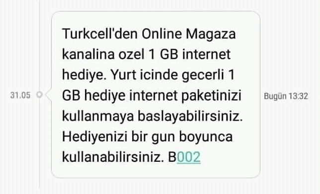 Turkcell Günlük 1 GB Hediye