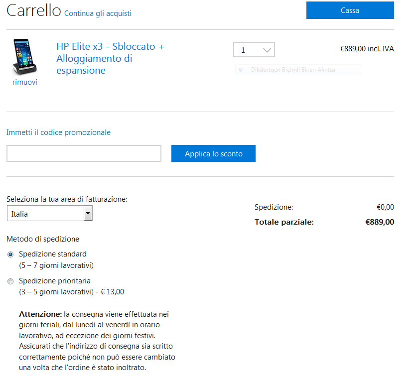  Microsoft İtalya Online Mağazasında geçerli indirim kodu