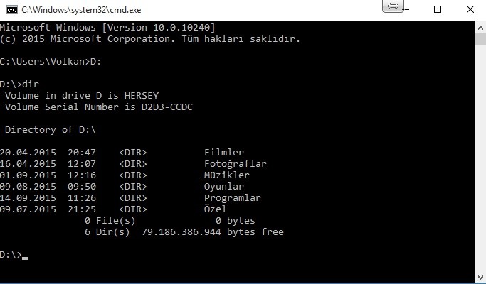  Diskpart'da dosya içeriğini görme kodu nedir?