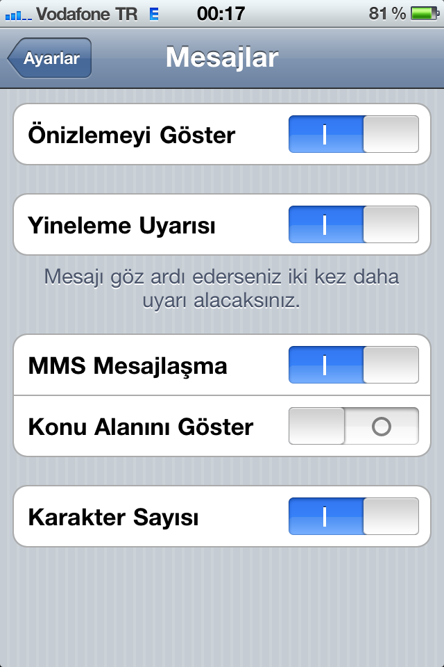  SMS atmak isteyince hücresel veri UYARISI ????