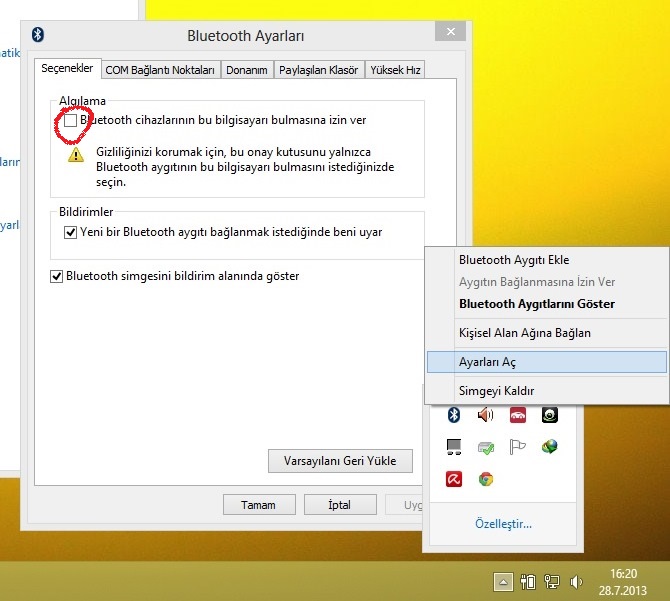  Windows 8 Bluetooth sorunum